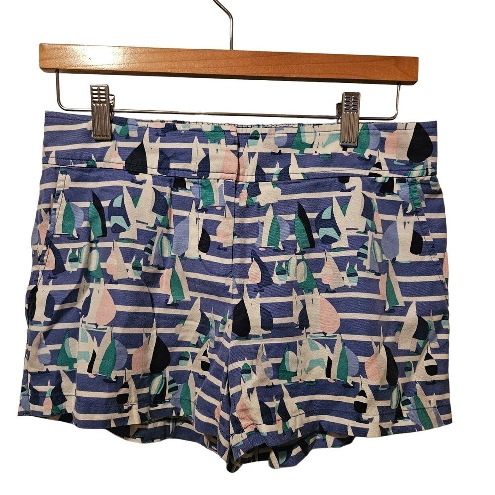 Vineyard Vines Women's Shorts Harbor Scene‎ Print Foley Marlin Blue Size 0
